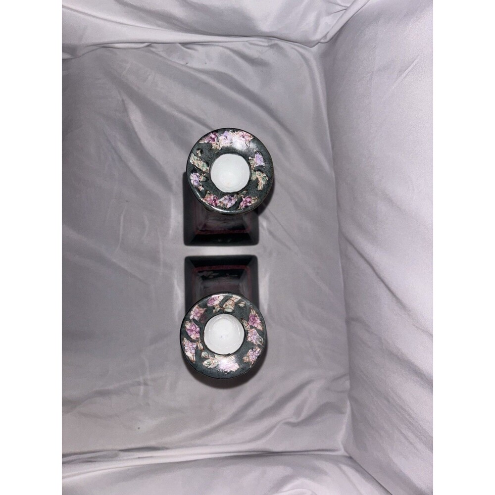 Vintage Famille Rose Porcelain Candlestick Holders 8.5" - Picture 6 of 8